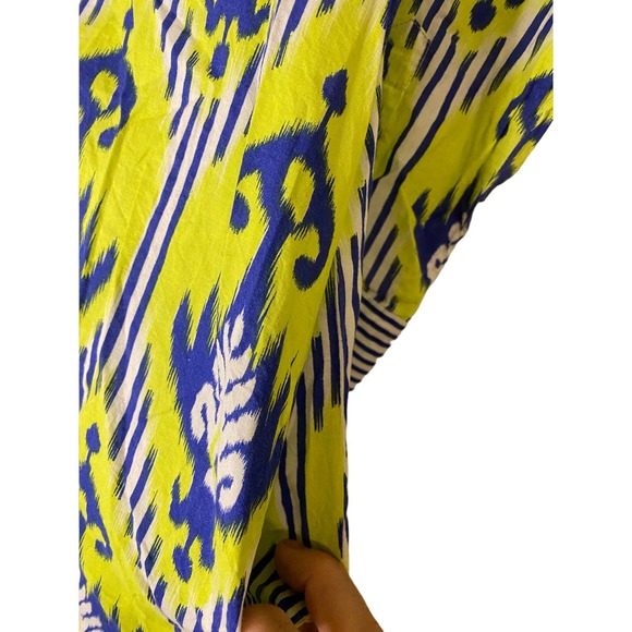 Gretchen Scott‎ • Batik Aztec Bright Blue Green White Tunic Shirt Dress, large - Picture 5 of 10
